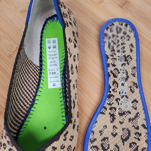 Rothy's Cheetah Classic Retired Flat Round Top Capsule Travel Wmn Sz 6.5 - Picture 7 of 7